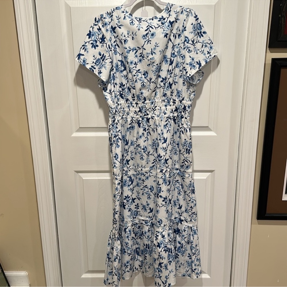 French Connection Blue and White Floral Midi Dress - Picture 7 of 7